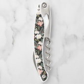 White Roses & Winter-Green Foliage Xmas Pattern Kurkentrekker (Achterkant)