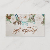 White Roses Winter Wedding Gift Registry Informatiekaartje (Voorkant)