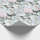 White Roses Wrapping Paper on a Roll Cadeaupapier (Hoek)