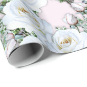 White Roses Wrapping Paper on a Roll Cadeaupapier (Rol Hoek)