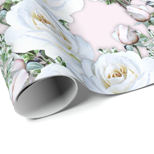 White Roses Wrapping Paper on a Roll Cadeaupapier (Rol Hoek)