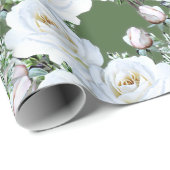 White Roses Wrapping Paper on a Roll Cadeaupapier (Rol Hoek)