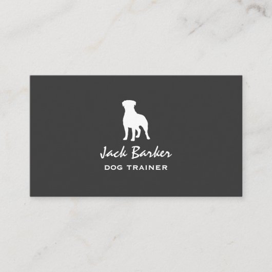 White Rottweiler Silhouette | Eenvoudige Rottie Do Visitekaartje (Voorkant)