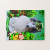 White Rough Collie celebrating St. Patrick's Day Legpuzzel (Horizontaal)