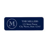 White Round Monogram naam Editable Color Address Etiket (Voorkant)