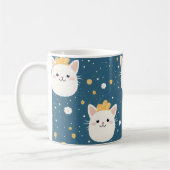 White Royal Cat Pattern Koffiemok (Links)