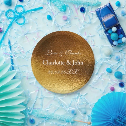 White Royal Metallic Shiny Gold Paper Bord (Feest)