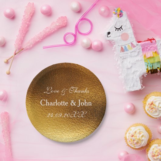 White Royal Metallic Shiny Gold Paper Bord (Feest)