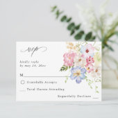 White roze and Paars Floral no Meal RSVP (Staand voorkant)