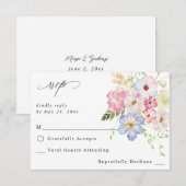 White roze and Paars Floral no Meal RSVP (Voorkant / Achterkant)