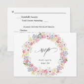White roze and Paars Floral w Meal RSVP (Voorkant / Achterkant)