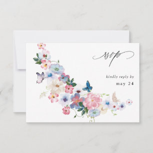 White roze and Paars Floral w Meal RSVP 2