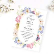 White roze and Paars Floral Wedding Invitation