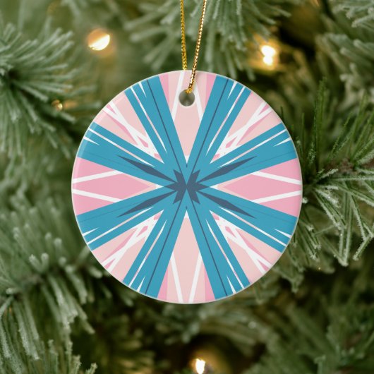 White roze Blue Festive Feminine Starburst Star Keramisch Ornament (Boom)