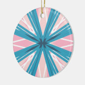 White roze Blue Festive Feminine Starburst Star Keramisch Ornament (Links)