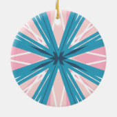 White roze Blue Festive Feminine Starburst Star Keramisch Ornament (Achterkant)