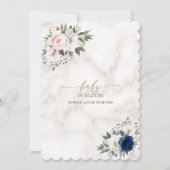 White roze Blue Floral Twins Gold Baby in Bloom Kaart (Achterkant)