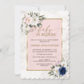 White roze Blue Floral Twins Gold Baby in Bloom Kaart (Voorkant)