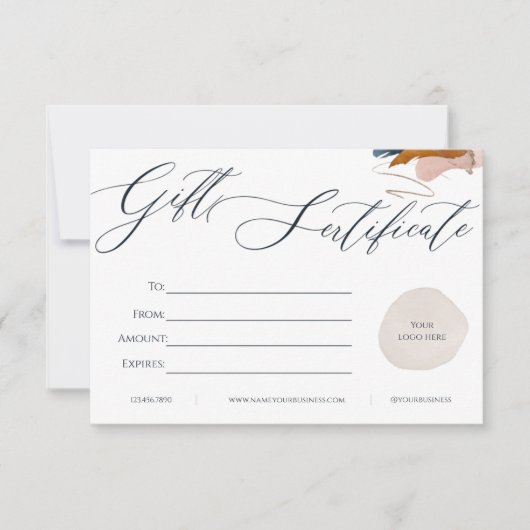 White & Roze Business Gift Certificate Kaart (Voorkant)