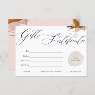 White & Roze Business Gift Certificate Kaart