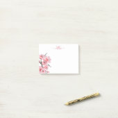 White roze Cherry Blossom Monogram Post-it® Notes (Op bureau)