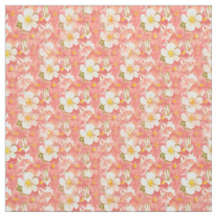 White & Roze Daisies Pattern Fabric Stof