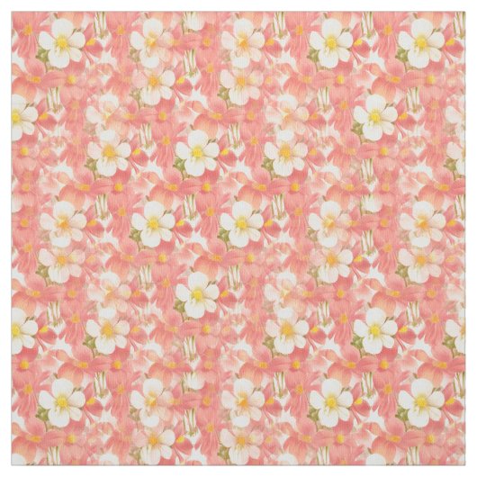 White & Roze Daisies Pattern Fabric Stof (Swatch)