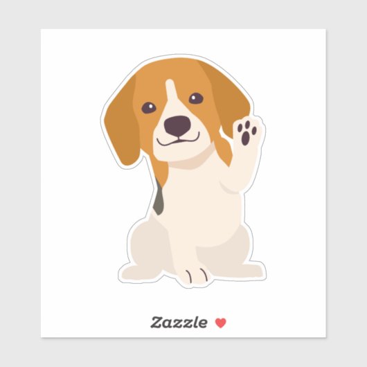 White roze Elegant Cute Beagle Dog Sticker (Vel)