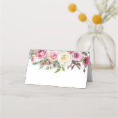 White roze Elegant Flowers Name Number Place cards Plaatskaartje (Voorkant)