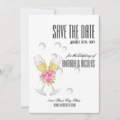 White roze elegant modern Save The Date Wedding I Kaart (Voorkant)
