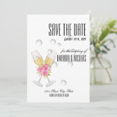 White roze elegant modern Save The Date Wedding I Kaart (Staand voorkant)
