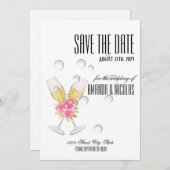 White roze elegant modern Save The Date Wedding I Kaart (Voorkant / Achterkant)