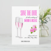 White roze elegant modern Save the Date Wedding Kaart (Staand voorkant)
