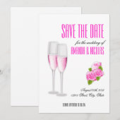 White roze elegant modern Save the Date Wedding Kaart (Voorkant / Achterkant)
