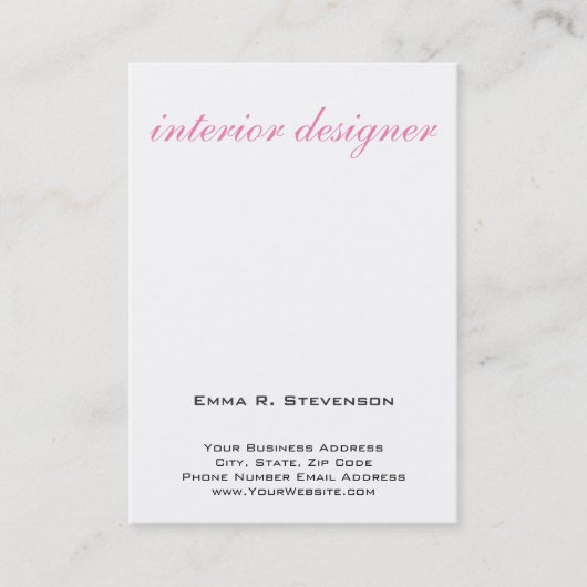 White roze Elegant Plain Interior Designer Visitekaartje (Voorkant)