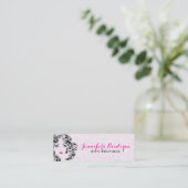 White roze en Black Beauty Face Monogram 2 Mini Visitekaartje (Staand voorkant)