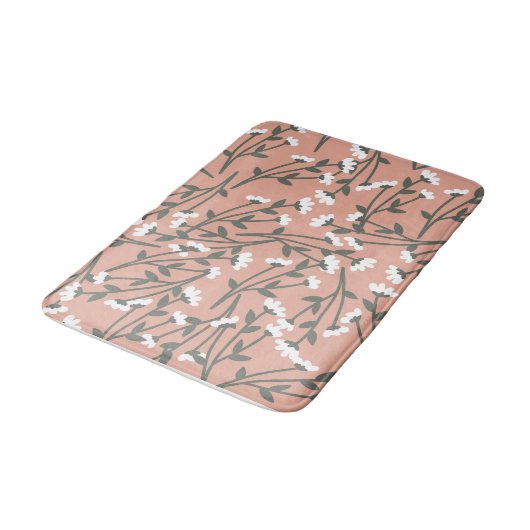 White roze en Green Floral Pattern Badmat (Gekanteld)