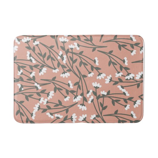 White roze en Green Floral Pattern Badmat (Voorkant)