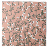White roze en Green Floral Pattern Tegeltje (Voorkant)