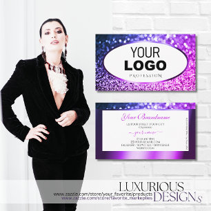 White roze en Paars Glitter Logo Professional Bu Visitekaartje