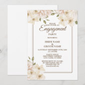White roze Floral Greenery Modern Engagement Party Kaart (Voorkant / Achterkant)