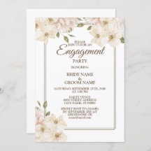 White roze Floral Greenery Modern Engagement Party