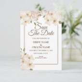 White roze Floral Lijst Moderne bruiloft Save The Date (Staand voorkant)