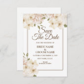 White roze Floral Lijst Moderne bruiloft Save The Date (Voorkant / Achterkant)