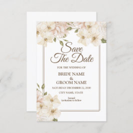 White roze Floral Lijst Moderne bruiloft Save The Date