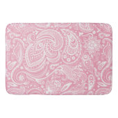 White & Roze Floral Paisley Lace Pattern Badmat (Voorkant)
