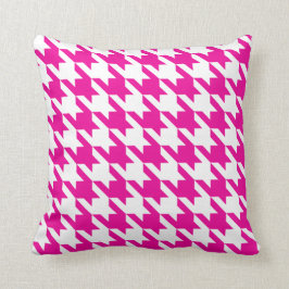 White roze Fuchsia Pied de Poule Houndstooth Kussen