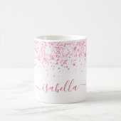 White roze glitter metal name script koffiemok (Center)