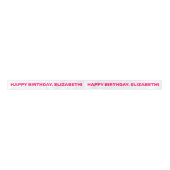 White roze Happy Birthday Name | Gepersonaliseerd Satijnen Lint (Voorkant)