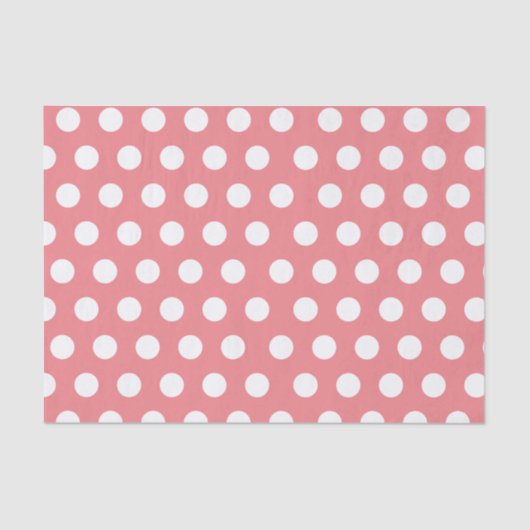 White & Roze Large Medium Polka Dot Party Tissuepapier (Voorkant)
